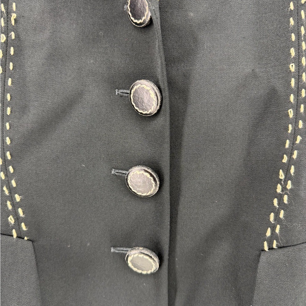 VTG Lolita Lempicka Paris Black Contrast Pick Stitch Tailored Blazer Jacket - Picture 7 of 8